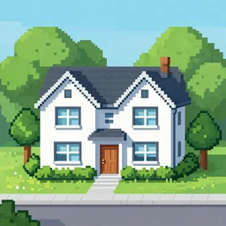 pixel art of a suburbian house