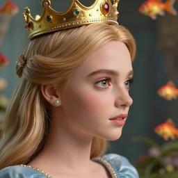 closeup profile face portrait of tin toy cara delevingne as a fairytale princess wearing a crown, nicoletta ceccoli, mark ryden, lostfish, max fleischer, depth of field, detailed and intricate environment, 8 k resolution, hyperrealistic, octane render