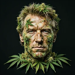 clint eastwood portrait made of cannabis, clint eastwood face, weed art, made of leaves, marijuana