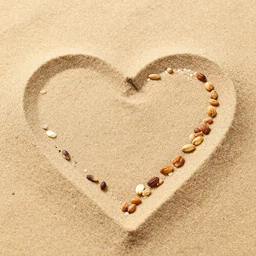 macros of grains of sand forming a heart