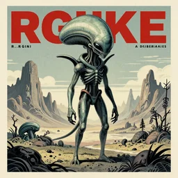 Retro Sci-fi magazine cover, Alien landscape in the style of h.r giger, norman rockwell, giger, highly detailed, soft lighting, 8k resolution, oil on canvas, architectural magazine