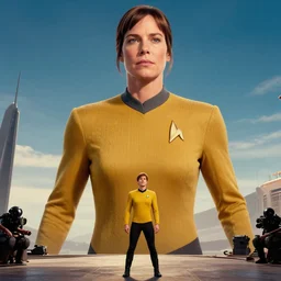 giant version of sandra bullock on the set of star trek