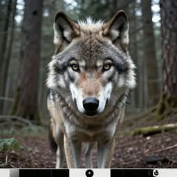trail cam footage of a mutant wolf staring at camera, digital art, david cronenberg, junji ito, trevor henderson, surreal, 4 k