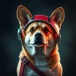 portrait, corgi with watermelon helmet, dynamic lighting, cinematic, establishing shot, extremely high detail, foto realistic, cinematic lighting, intricate line drawings, post processed, concept art, artstation, matte painting, style by raphael lacoste, eddie mendoza