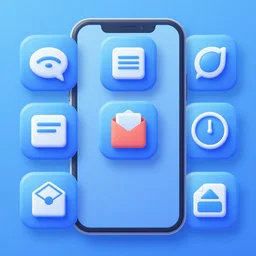 cubby 3 d icons for mobile game, stylized, blue scheme,