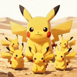 9 pikachu in the desert, torment, suffering, drawn by junji ito, digital art, horror, trending on artstation, fine details, intricate, highly detailed