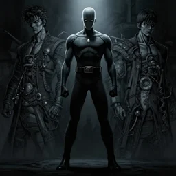 concept art of one punch man, full body, dark colors, sinister atmosphere, dramatic lighting, cinematic, establishing shot, extremely high detail, photo realistic, cinematic lighting, pen and ink, intricate line drawings, by Yoshitaka Amano, Ruan Jia, Kentaro Miura, Artgerm, post processed, concept art, artstation, matte painting, style by eddie mendoza, raphael lacoste, alex ross,