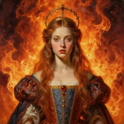 portrait of a princess, painting by michael wellen, john stephens, artgerm, ilya kuvshinov, in fiery hell dimension, tone mapping, trending on artstation