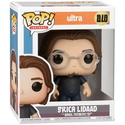 a funko pop of german young man with long brownish hair, short goatee and light round glasses, in a funko pop box that says ultra