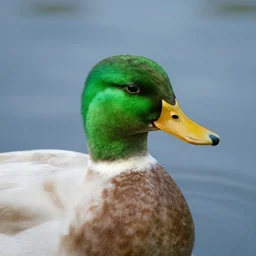a duck with a sad green face