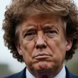 face macro shot, afro trump, overcast