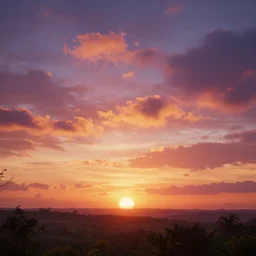 beautiful sunset, vibrant colors, 8 k render, unreal engine 5, wonderland