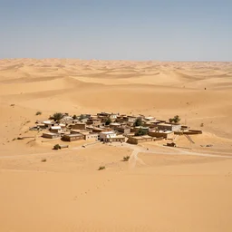 a distant desert village, no mountains, artstation, cgsociety