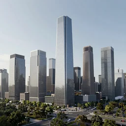 A highly detailed photograph of a city skyline, 4k, ultra-realistic, modernism, octane render, unigine render, ray-traced