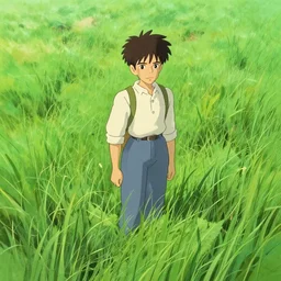 grass, in the style of studio ghibli, j. c. leyendecker, greg rutkowski, artgerm