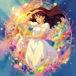 a vibrant emotional animation key shot of the eternal, studio ghibli, pixar and disney animation, sharp, disney concept art maximalist splatter paint illustration by shinji kimura and alphonse mucha and alena aenami, pastel color palette, bloom!!, dramatic lighting