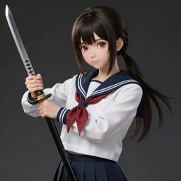 Japanese shool girl holding a katana, sci-fi, highly detailed, digital painting, artstation, concept art, smooth, sharp focus, illustration, art by artgerm and greg rutkowski and alphonse mucha