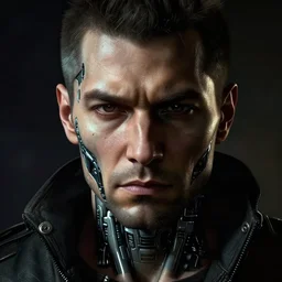 portrait of a character from the game cyberpunk 2 0 7 7, ( ( ( art by caravaggio ) ) ), cybernetic implant, award winning, masterpiece, intricate, dramatic light, detailed face, highly detailed, asymmetrical, dark, 1 6 th century