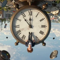 ! dream here is a giant clock and watch world hanging upside down. everything is gradually crumbling, anton fadeev, 2 d, overhead lens