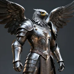 warrior with metal eagle, armour 4k, HDR, smooth, sharp focus, hyper realistic, high resolution