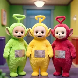 big eyed teletubbies in the backrooms, 8k, graflex