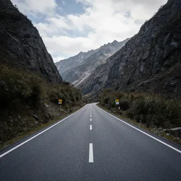 photograph of a beautiful road between mountains, high detail, hyper realistic, 8 k, award winning photograph, sigma 2 4 mm f / 8