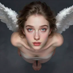 beautiful full body goddess from above, creative, perfect skin, angelic, digital painting, beautiful eyes!, pretty face!!, symmetry, concept art, sharp focus, illustration, art by artgerm! greg rutkowski magali villeneuve wlop! ilya kuvshinov!!, octane render