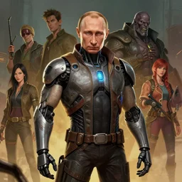 cell shaded portrait of a cybernetic vladimir putin as Borderlands 3 concept art, llustration, post grunge, concept art by josan gonzales and wlop, by james jean, Victo ngai, David Rubín, Mike Mignola, Laurie Greasley, highly detailed, sharp focus,alien,Trending on Artstation, HQ, deviantart, art by artgem