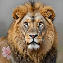 mechanical painting with ultra bloom and ultra details of a beautiful lion