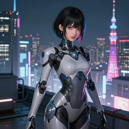 anime visual of portrait futuristic cyber warrior girl, in future cyberpunk tokyo rooftop, ssci - fi, fantasy, intricate, very very beautiful, elegant, neon light, highly detailed, digital painting, artstation, concept art, smooth, sharp focus, illustration, art by huaixuan xiang and alphonse mucha and wlop and tian zi