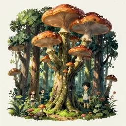 mushroom tree forest, detailed, cory loftis, james gilleard, atey ghailan, makoto shinkai, goro fujita, studio ghibli, rim light, exquisite lighting, clear focus, very coherent, plain background, soft painting