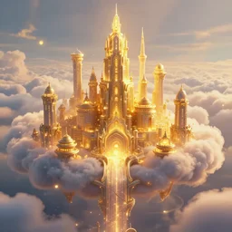 magical cloud city, beautiful, intricate, detailed, golden light, 3 d animated movie frame, 8 k