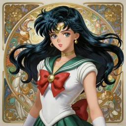 Sailor Neptune, fantasy, intricate, elegant, highly detailed, digital painting, artstation, concept art, matte, sharp focus, illustration, art by Artgerm and Greg Rutkowski and Alphonse Mucha