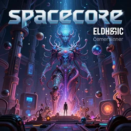 spacecore, eldritch, psychic, elemental masterpiece 8k resolution Behance HD scrollwork magic conduits zBrush Central contest winner, cel-shaded gothic supercomputer pastiche by Dan Witz, vibrant deep color