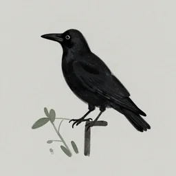plant that looks like a crow, plant like, minimal, expressionist, album art