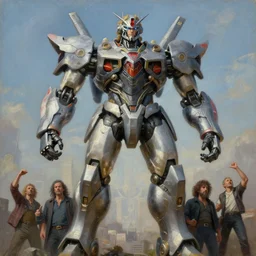 a giant statue of zeus mecha, tim hildebrandt, wayne barlowe, bruce pennington, donato giancola, trending on artstation, cinematic composition, beautiful lighting, hyper detailed, 8 k, oil on canvas