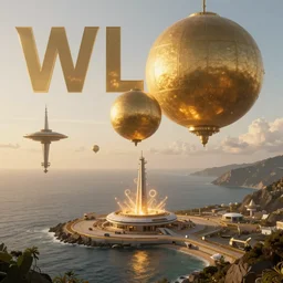 a seaside spaceport environment where one draws mystical energy into their lives, background art, pristine concept art, small, medium and large design elements, golden hour, in the style of WLOP and Ross Tran