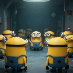 minions in backrooms, backrooms, liminal space, real life photo, realistic