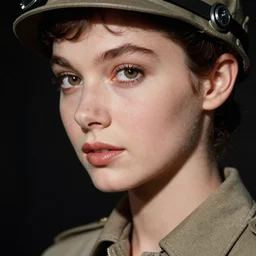 technicolor, 3 5 mm, highly detailed : incredibly realistic, youthful latin demure, perfect features, feminine cut, beautiful three point perspective extreme closeup 3 / 4 portrait photo in style of chiaroscuro style 1 9 8 0 s frontiers in flight suit cosplay vogue fashion edition, nick knight