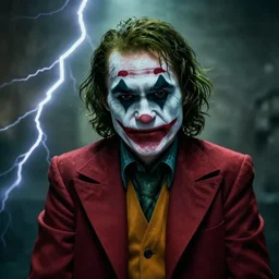 Jerma985 as the Joker, Realistic, Photo, 4k, 8K, Disturbing, Scary Lightning