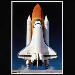 poster of the space shuttle, 8 0 s style, techno, ultra detailed, high resolution