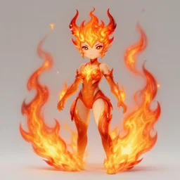 Character concept art of an anime-style female flame atronach || made of fire, cute-fine-face, pretty face, realistic shaded Perfect face, fine details by Stanley Artgerm Lau, WLOP, Rossdraws, James Jean, Andrei Riabovitchev, Marc Simonetti, and Sakimichan, tranding on artstation