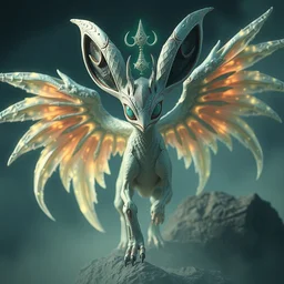 by chet zar and alexander jansson, visually stunning, cinematic, ultra realistic, hyper realism, 1 2 k, epic, octane render, unreal engine, vfx, maya, brilliant character design : amazing shape language, fantastic designs : a perfect angelic being, glitch blade : umbreon pup, the royal house of wands, souls inspired