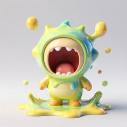 funny splashy glossy melted reaction diffusion screaming, drops, drips, beautiful cute, cute melting miniature resine action figure, High detail photography, 8K, 3d fractals, cute pictoplasma, one simple ceramic tintoy melting plastic, melting, melting swampmonster Figure sculpture, 3d primitives, in a Studio hollow, by pixar, by chris mars, by jason edmiston, cgsociety, cgsociety, cgsociety, houdini, zbrush, artstation, simulation