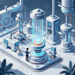 a hi-fi sci-fi illustration of a futuristic innovation factory powered by the human imagination, in the style of a Star Wars engineering concept drawing in the style of greg rudkowski