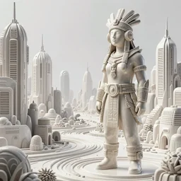 wide landscape cyberpunk city, ceramic bounty hunter cyberpunk inca in tribal regalia, an idea seep's into infinity highly detailed in volumetric latent space, golden turquoise, cinematic light, sharp focus, divine realm of gods, octane render,