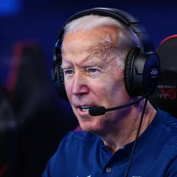 joe biden wearing a gaming headset