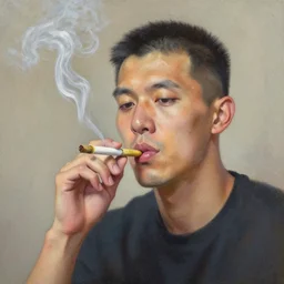 xqc smoking a joint oil painting