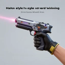 “ hand in glove holding laser gun from the side, cinematic, digital art, fortnite style, award winning ”