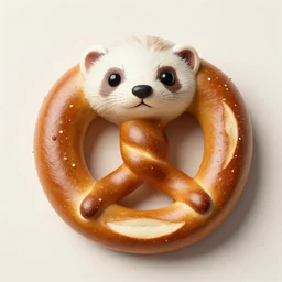 a ferret shaped like a soft pretzel